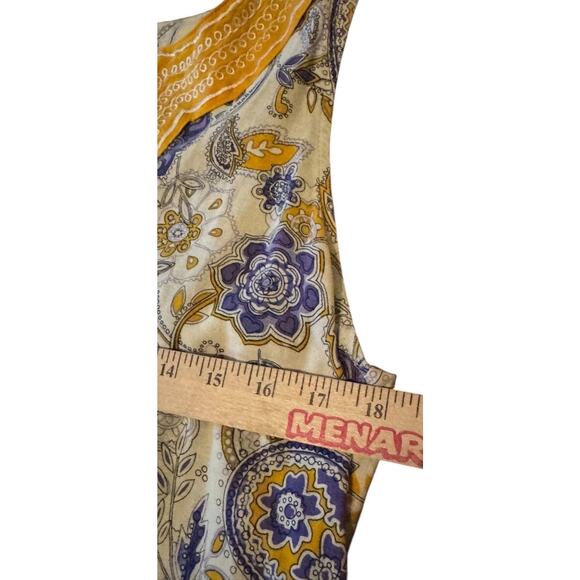 Valerie Bertinelli Linen Rayon Paisley Floral V-Neck Sleeveless Top Womens Large - Picture 6 of 6